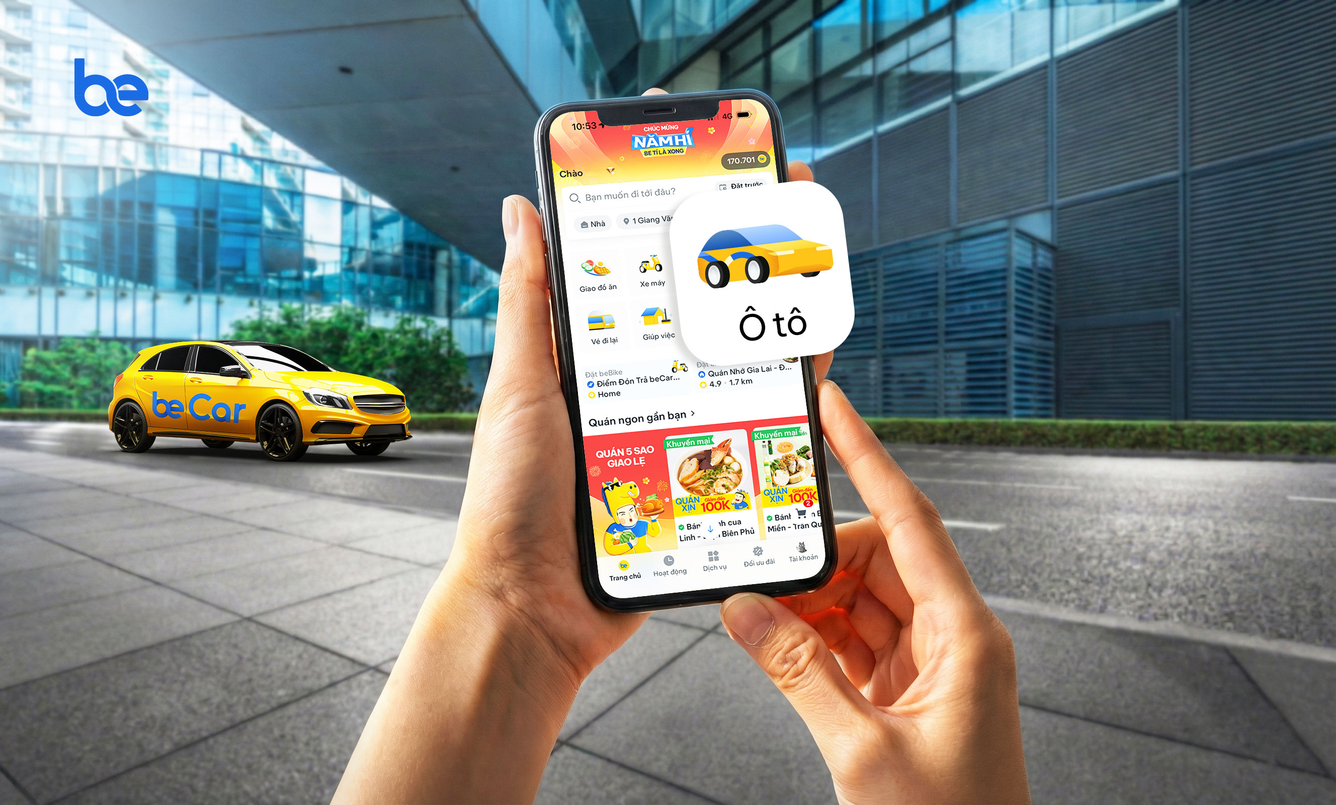 Đặt taxi công nghệ trên be