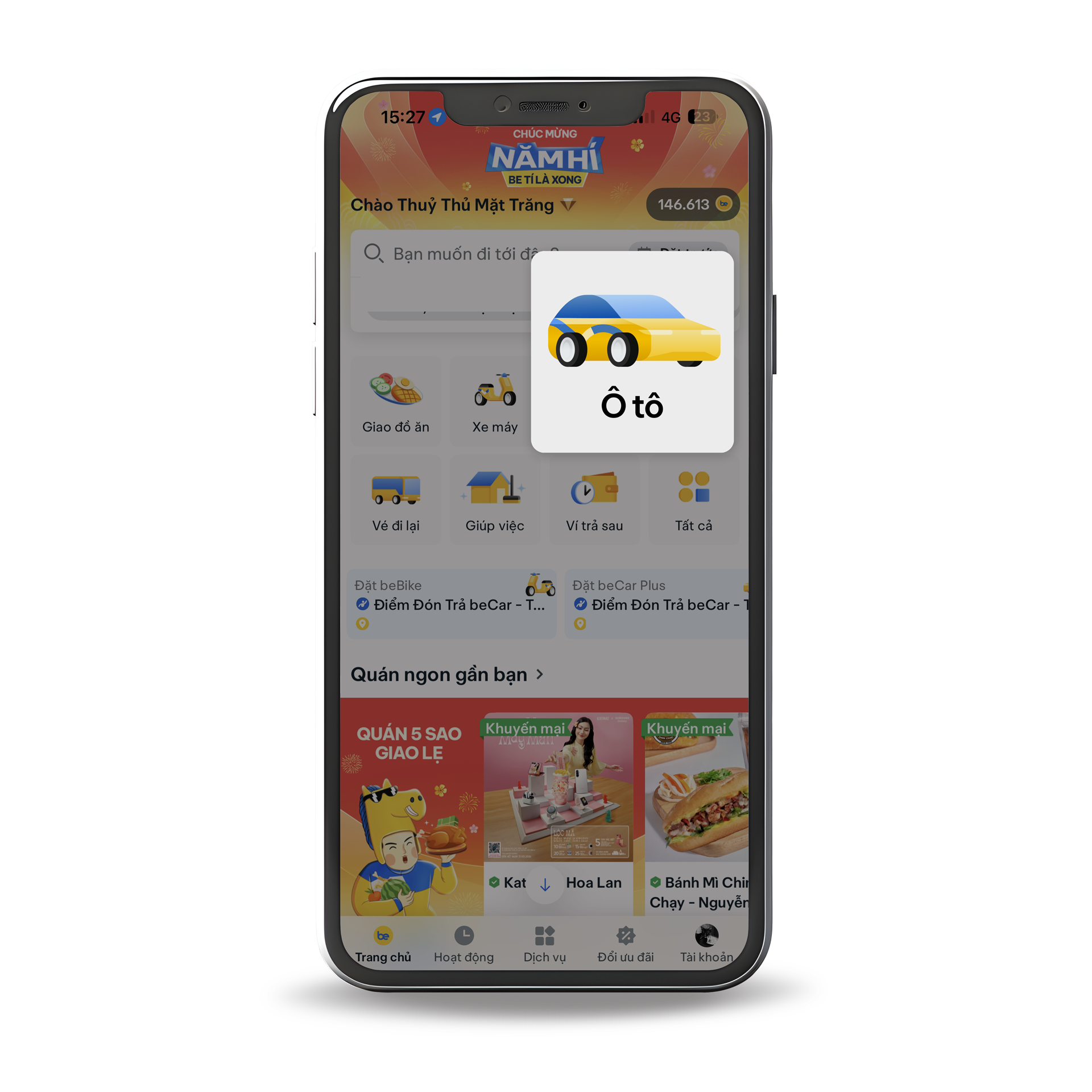 Cách đặt taxi công nghệ trên be