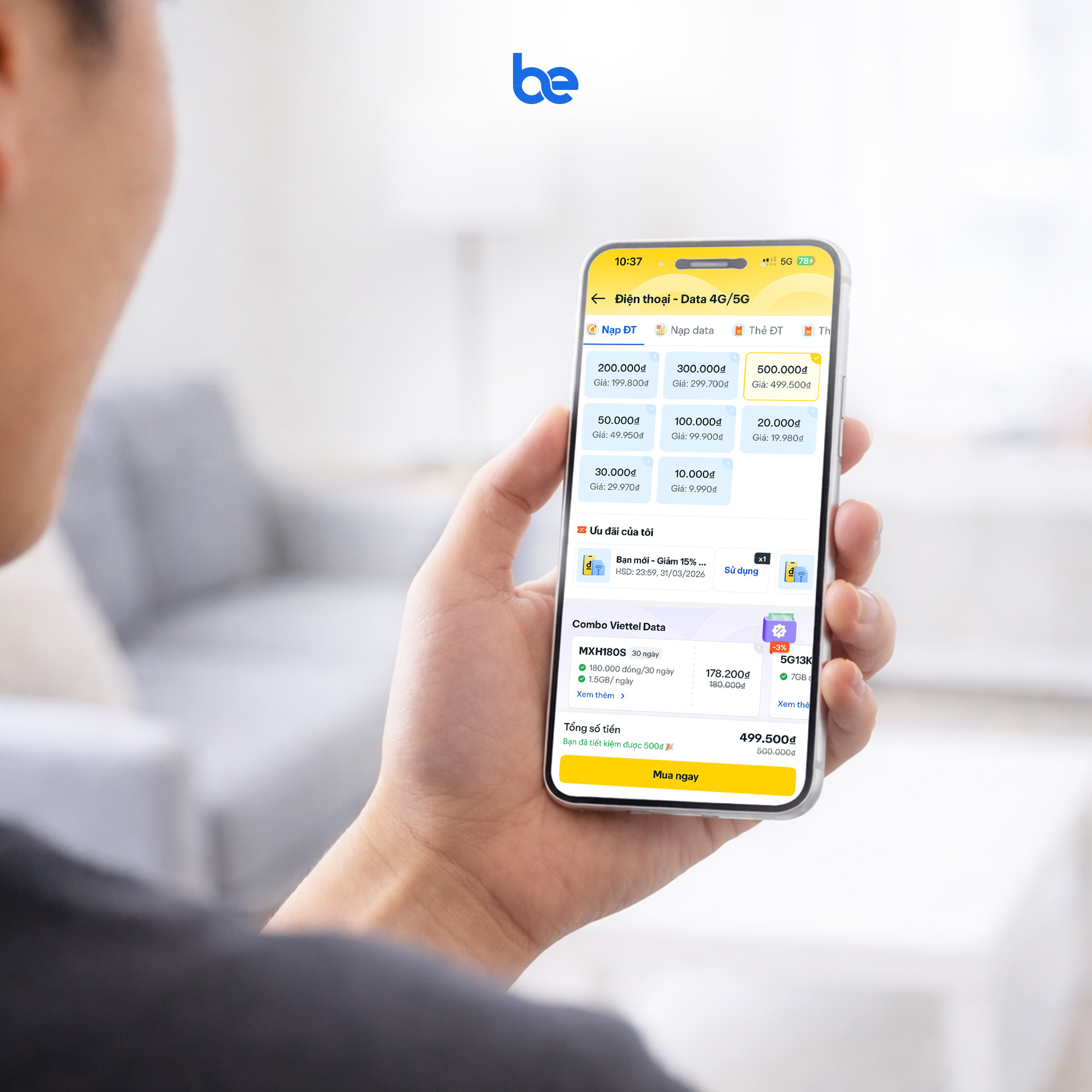 Hướng dẫn nạp tiền điện thoại trên be