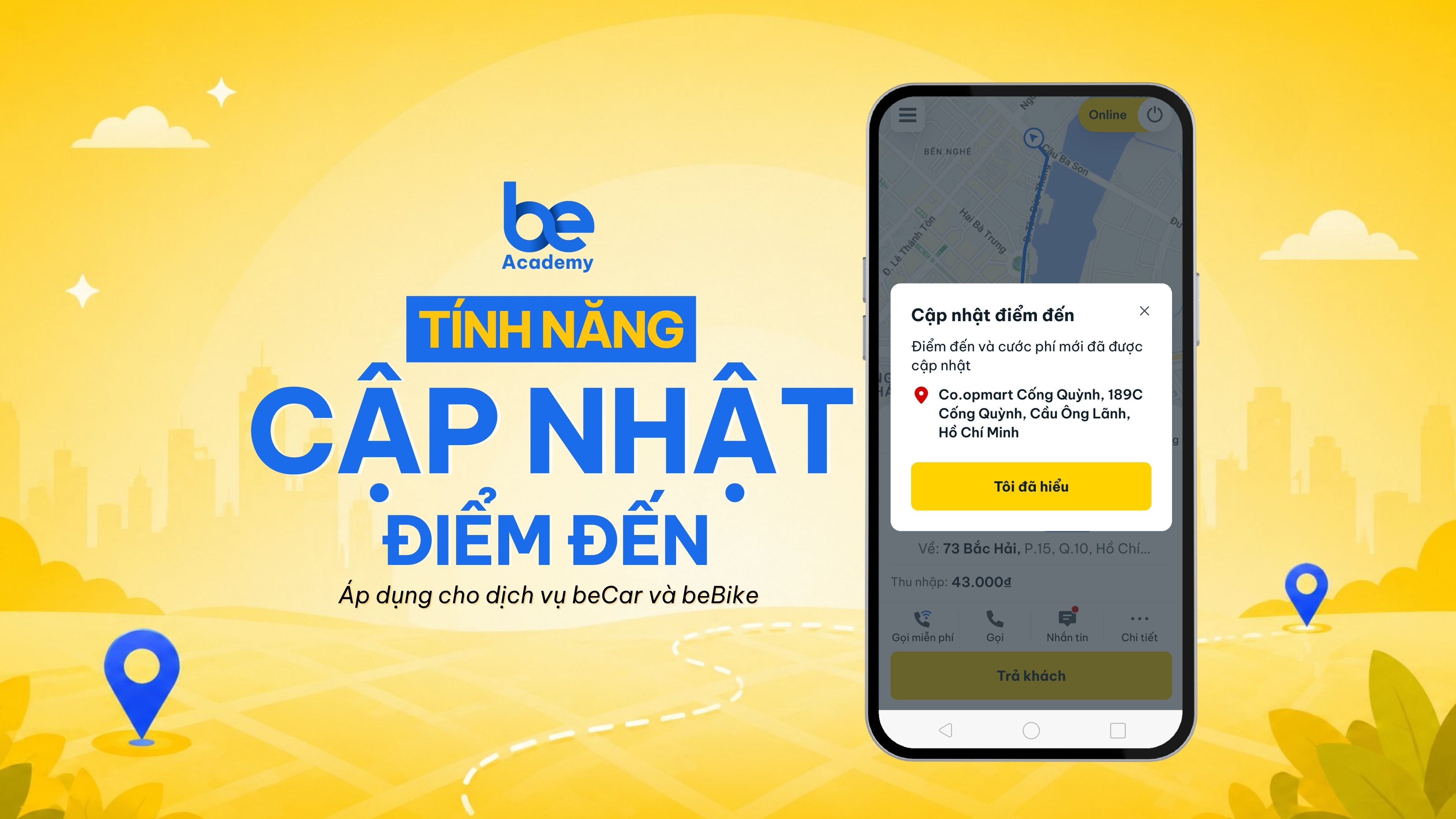 Tính năng Cập nhật điểm đến